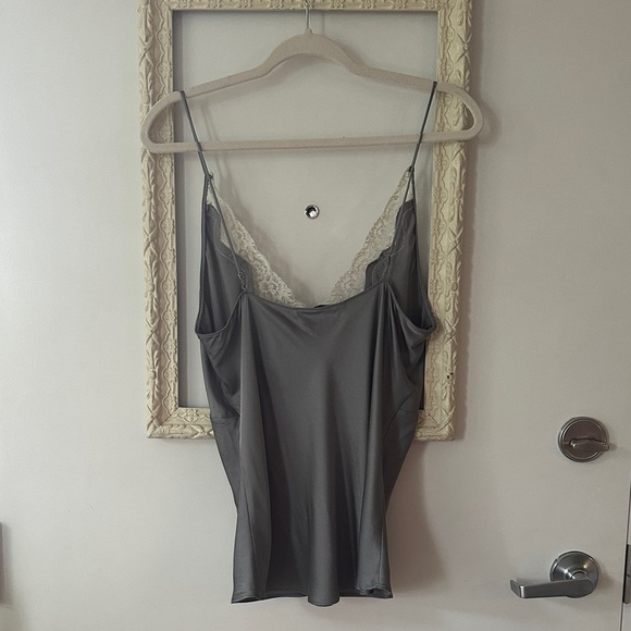 ZARA | ZW Collection Satin Effect Gray Camisole with Cream Lace Top - Picture 10 of 15